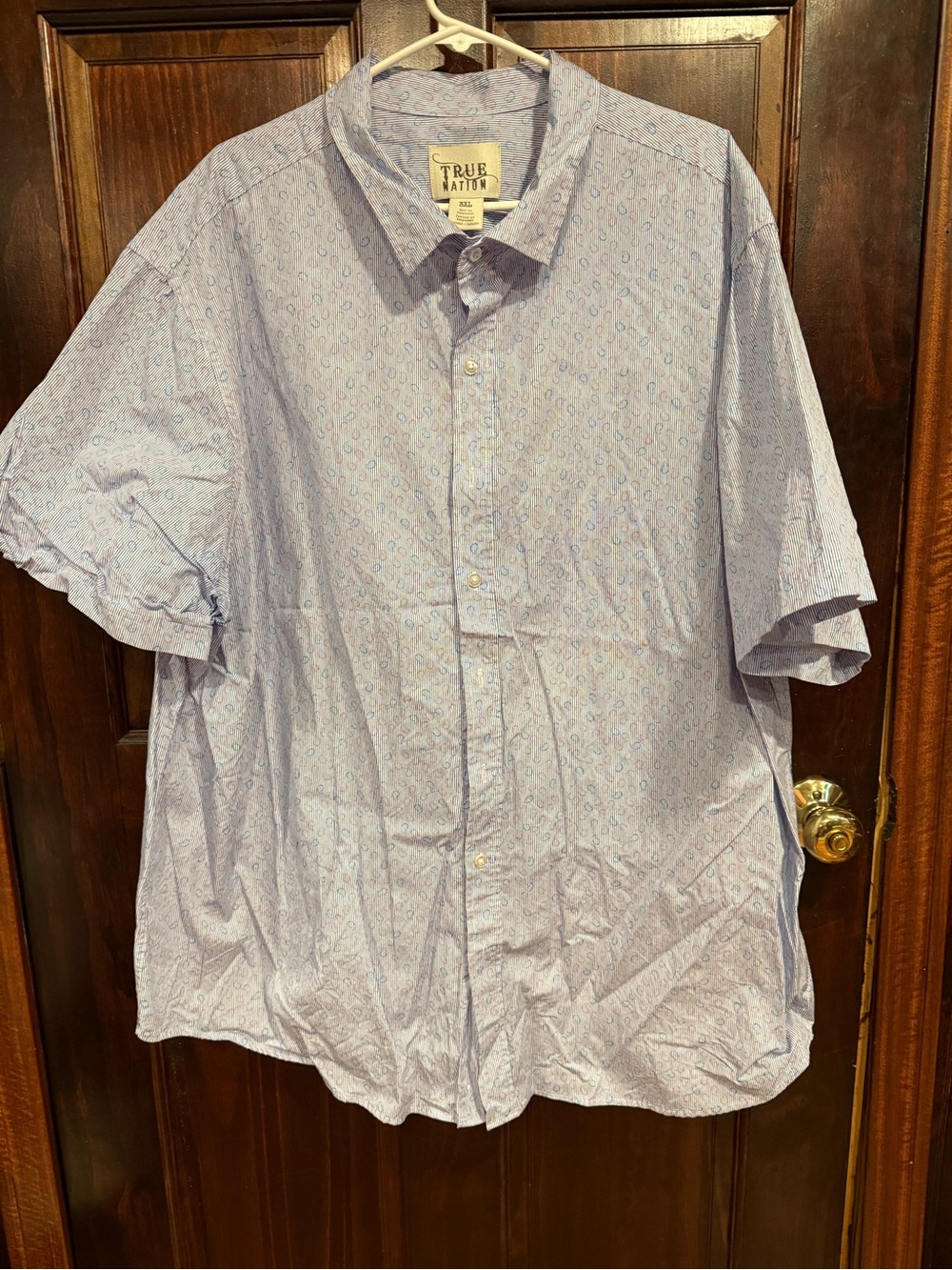 True Nation Men's Light Blue Short-Sleeve Button-Down Shirt